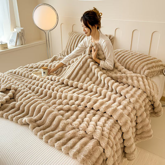 New Traditional Style Rabbit Fleece Quilt, Geometric Pattern, Fantasy Theme